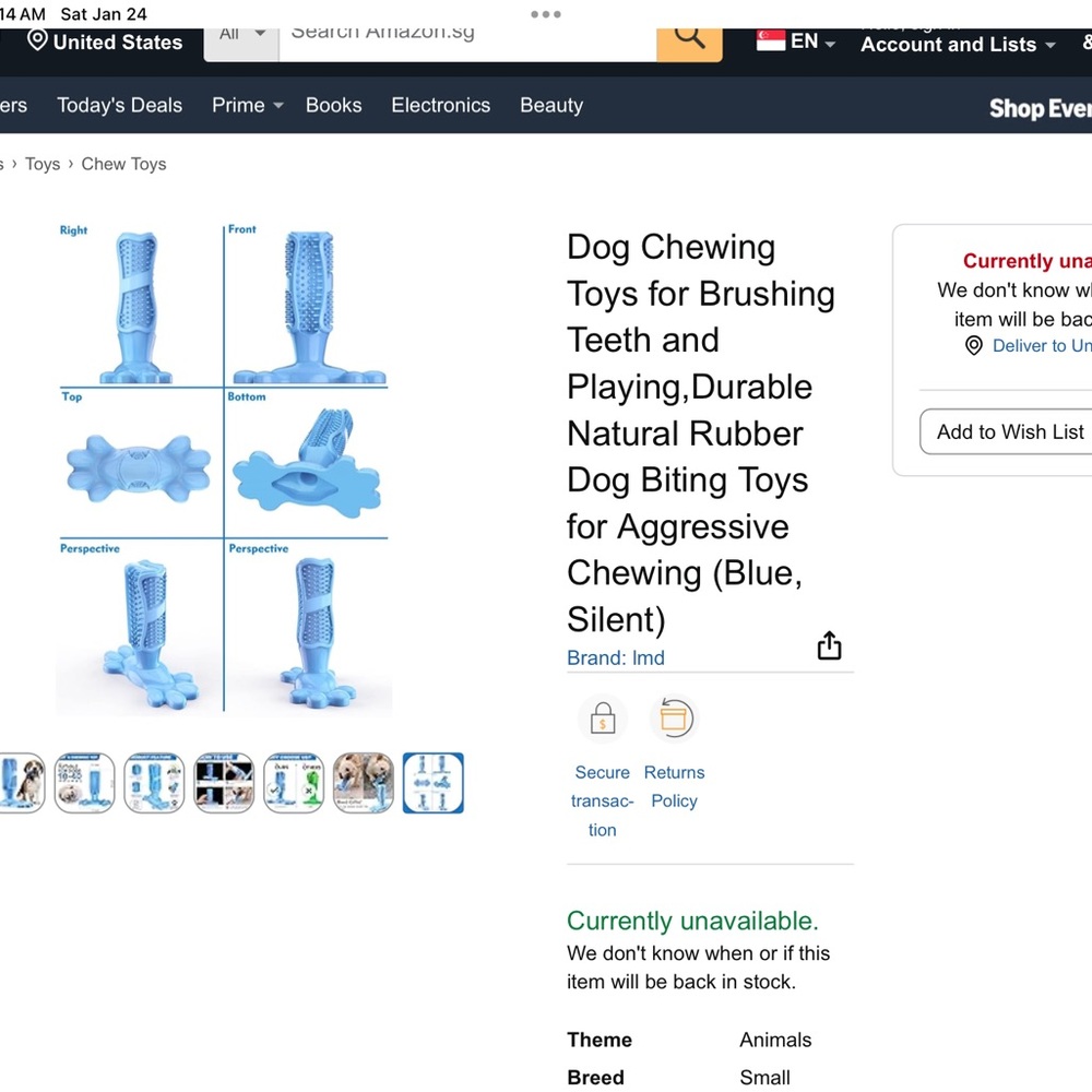 🩵 Blue Rubber Pet Delay Chew Toy - Picture 13 of 14